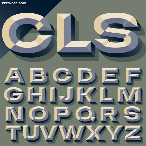 Vectorillustratie van oude school vet schuine alfabet. Eenvoudige gekleurde versie — Stockvector