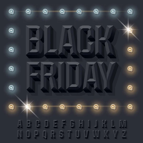 Vector retro poster Black Friday. Creative alphabet letters — Stock Vector