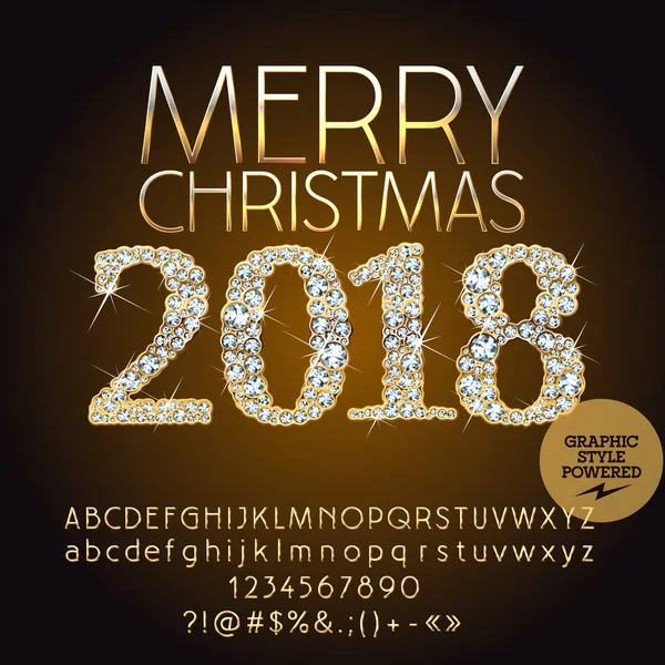 Vektor brillante Glückwunschkarte für das neue Jahr 2018 mit einem Satz von Buchstaben, Symbolen und Zahlen. goldene Schrift enthält grafischen Stil — Stockvektor