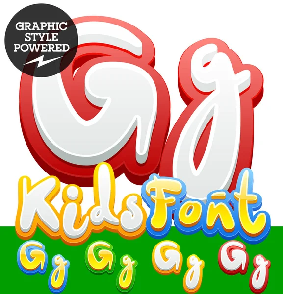 Vector handgeschreven grappige alfabet van sticker kinderen lettertype instellen Verschillende grafische stijl. Letter G — Stockvector