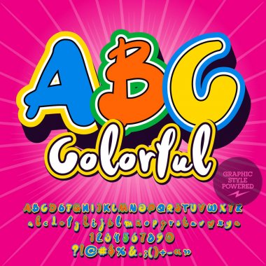 Trendy vektör alfabe seti. Abc renkli metin yazı tipi. Grafik stili içerir.