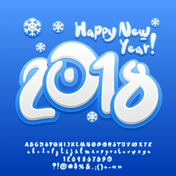 Vector Blue Modern Greeting Card Happy New Year Artistic Set — Stock Vector