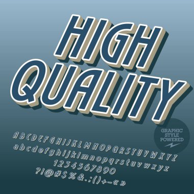 Vektör kaliteli alfabesi harfleri, sayıları ve noktalama işareti birleşimlerinden eğimli. Grafik stili ile Retro yazı tipi