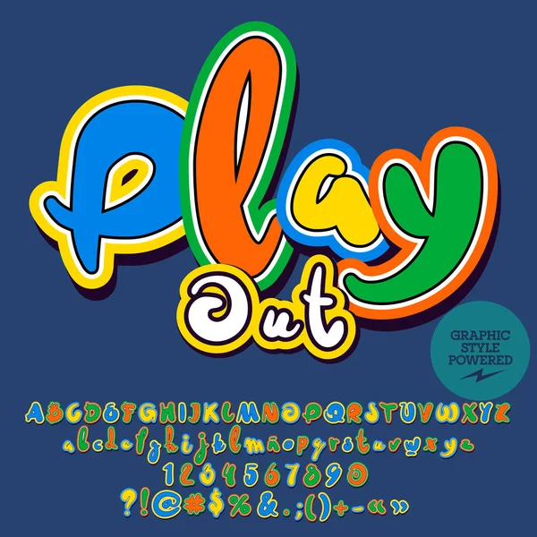 Logo Colores Brillantes Con Texto Play Out Vector Escrito Mano — Archivo Imágenes Vectoriales