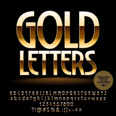Vektör çift altın alfabesi harfleri, sayıları ve noktalama işareti birleşimlerinden ayarlayın. Grafik stili ile elit yazı tipi