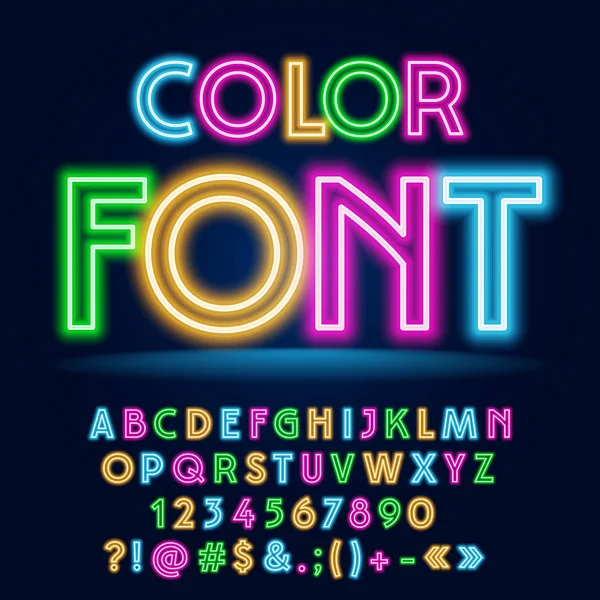 Vetor Engraçado Colorido Neon Font Conjunto Moda Letras Alfabeto Partido — Vetor de Stock