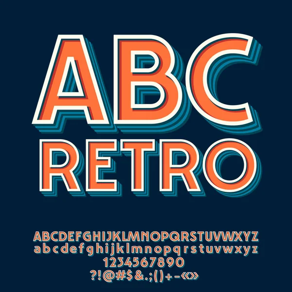 Vector Set Retro Letters Numbers Symbols — Stock Vector