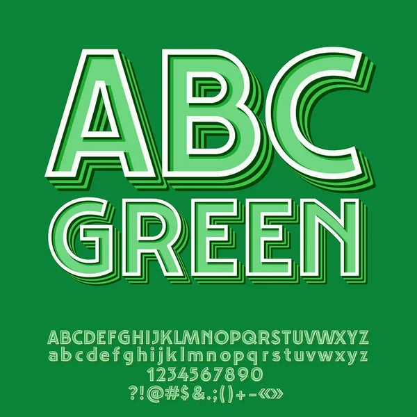 Vector Hipster Style Verde Retro Abc Conjunto Letras Del Alfabeto — Vector de stock