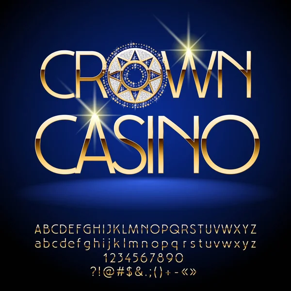 Alfabeto Oro Lujo Vectorial Con Decoración Elegante Suerte Crown Casino — Vector de stock