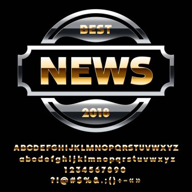 Vektör yansıtıcı altın geometrik alfabe ayarlayın. Harf T