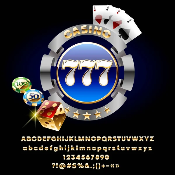 Vector Chic Casino Banner Med Marker Och Kort Uppsättning Kungliga — Stock vektor