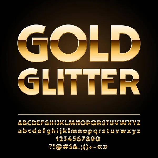 Vector Gold Alphabet Chic Set Exclusive Luxury Letters Numbers Symbols — Stock Vector