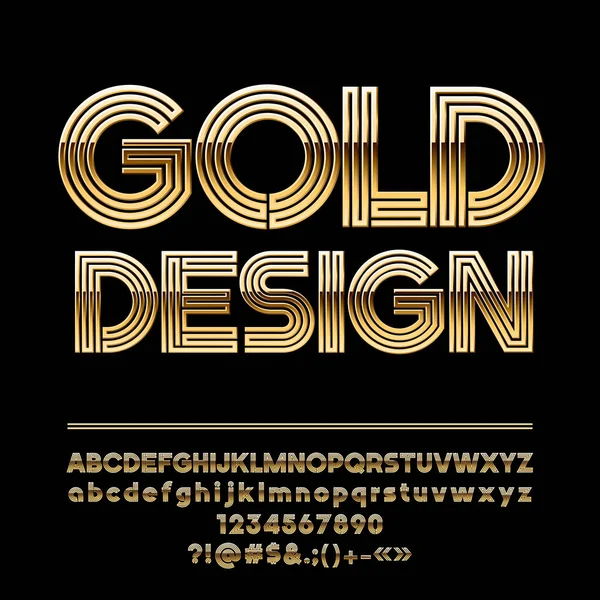 Alfabeto Diseño Artístico Dorado Abstracto Vectorial Conjunto Chic Forma Geométrica — Archivo Imágenes Vectoriales