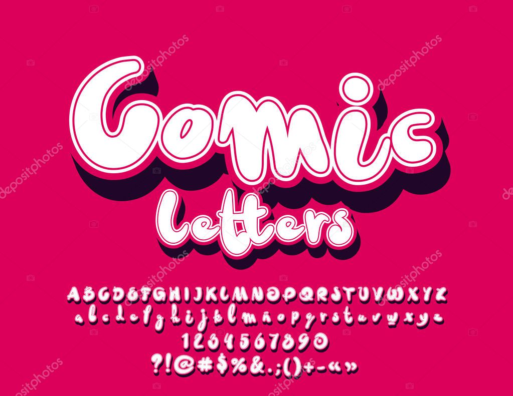 Vector Set of Alphabet with playful text Comic Letters.