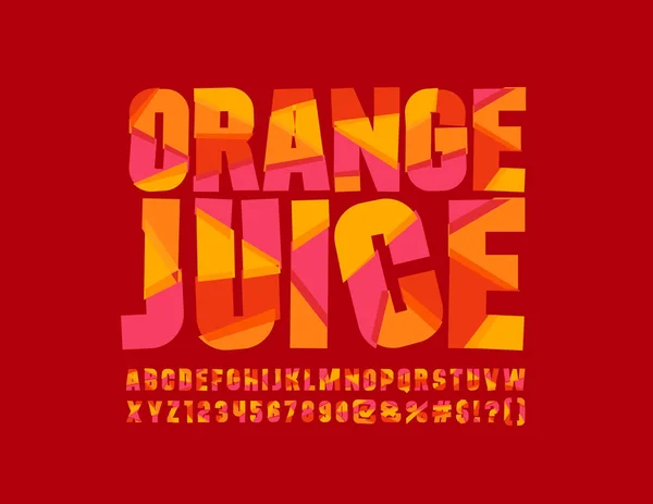 Vector Red Gesneden Orange Juice Logo Heldere Mozaïek Lettertype Kleurrijke — Stockvector