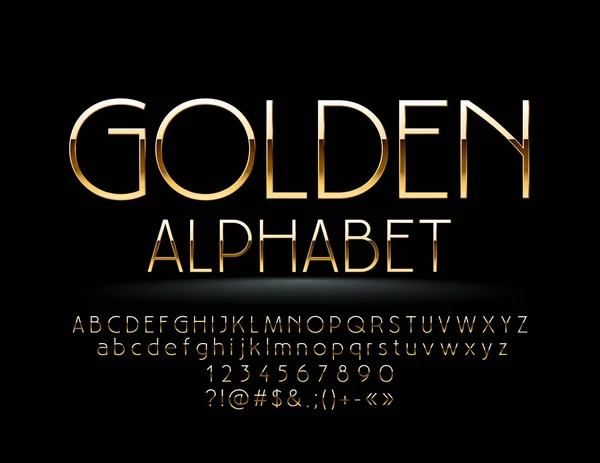 Vector Golden Alphabet Chic Thin Font Elegant Letters Numbers Symbols — Stock Vector