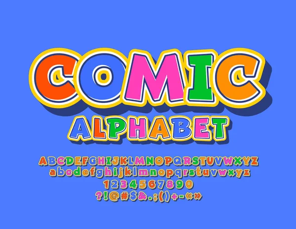 Διάνυσμα Πολύχρωμο Παιδιά Κόμικ Αλφάβητο Αστεία Γραμματοσειρά Αυτοκόλλητη Ετικέττα Παιχνιδιάρικα — Διανυσματικό Αρχείο