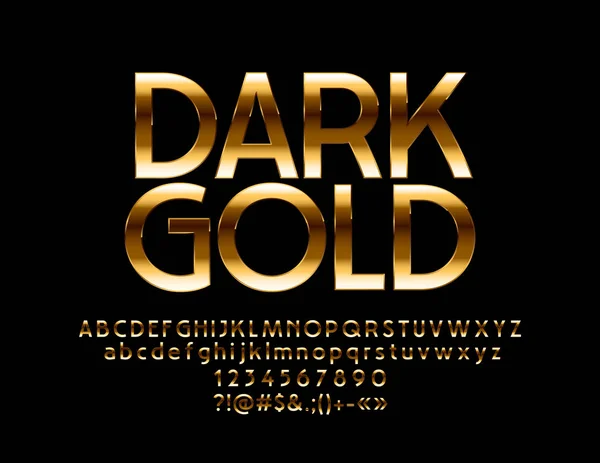 Vector Dark Gold Chic Label Luxury Rich Font Exclusive Alphabet — Stock Vector