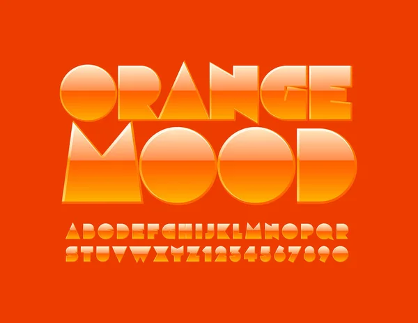 矢量光泽标志橙色情绪 抽象的现代字体 几何大字母 数字和符号 — 图库矢量图片