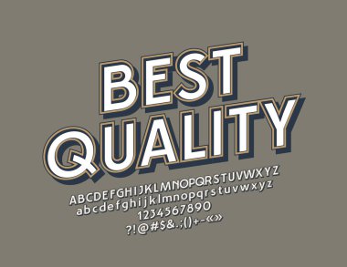 Vektör işareti en kaliteli şık yazı tipi ile döndürülmüş. Vintage alfabesi harfleri, sayıları ve sembolleri