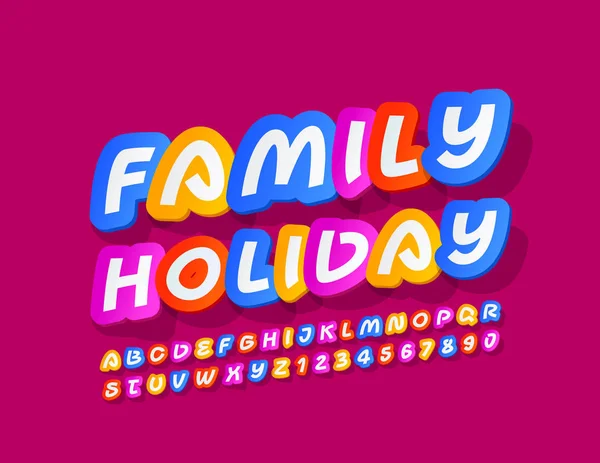 트렌디는 가족의 휴일에 알파벳 글자와 숫자로 서명한다 스티커 — 스톡 벡터