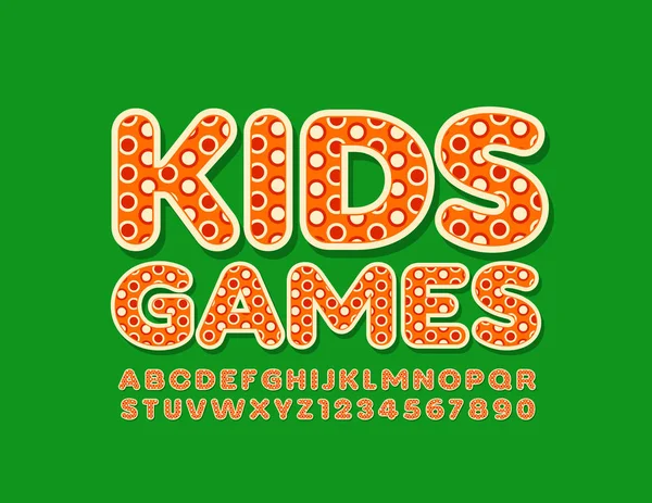 Vektor Kreatív Plakát Kids Games Pontminta Betűtípus Fényes Ábécé Betűk — Stock Vector