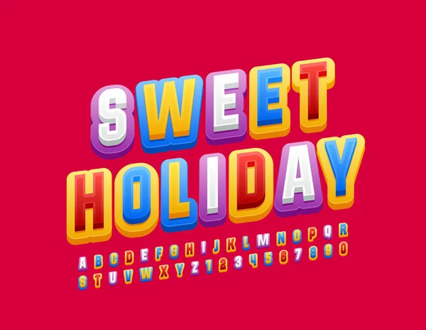 Vector Criativo Emblema Sweet Holiday Fonte Moderna Brilhante Letras Números — Vetor de Stock