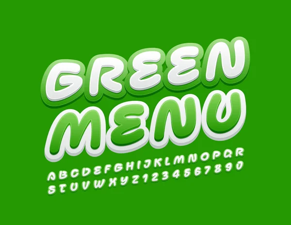 Vector Creative Sign Green Menu Handwritten Uppercase Font Bright Rotated — ストックベクタ