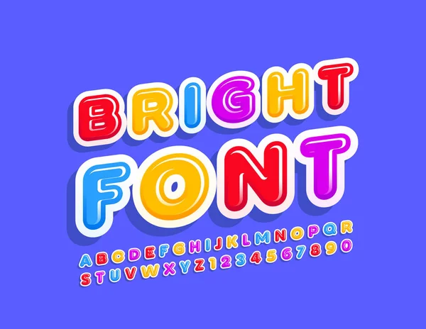Vector Colorful Bright Font Children Funny Alphabet Letters Numbers — Stock Vector
