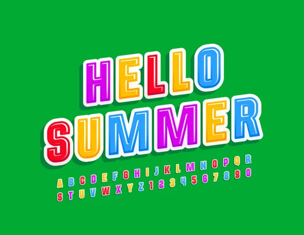 Vektor Poszter Szöveggel Hello Summer Színes Bright Font Gyerekeknek Kreatív — Stock Vector