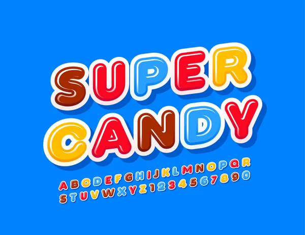 Vector Kleurrijk Logo Super Candy Helder Modern Lettertype Voor Kinderen — Stockvector