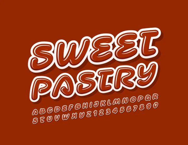 Vector Tasty Sign Sweet Pastry Bright Alphabet Letters Numbers Glossy — Stock Vector