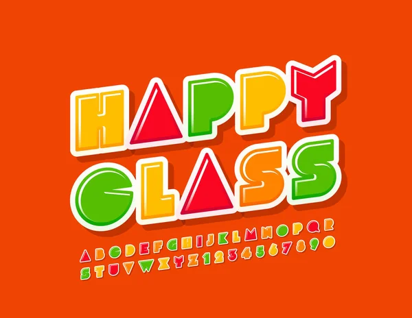 Vector Colorido Logotipo Happy Class Alfabeto Creativo Para Niños Fuente — Vector de stock