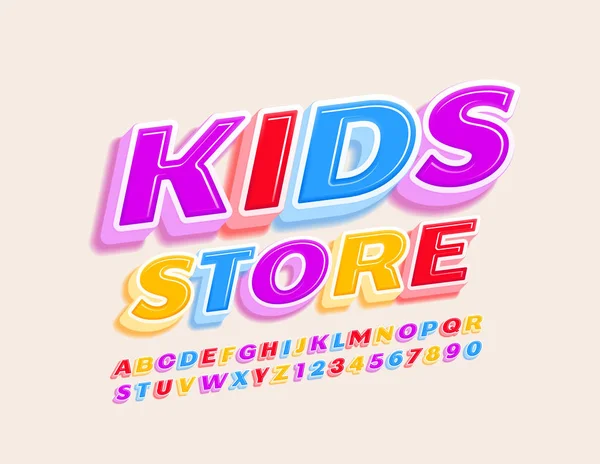 Vector Färgglada Banner Kids Store Roliga Alfabetet Bokstäver Och Siffror — Stock vektor