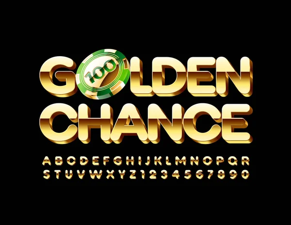 Vector Premium Sign Golden Chance Stylish Font Chic Alphabet Letters — Stock Vector
