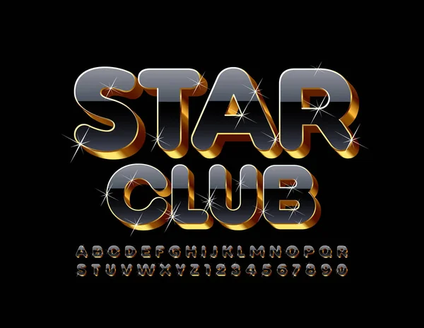 Vector Chic Logotyp Star Club Lyxig Font Med Star Glitter — Stock vektor