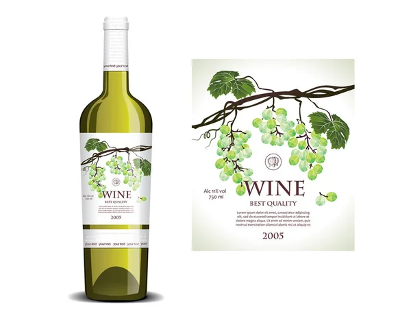 Etiqueta conceptual para vino blanco — Vector de stock