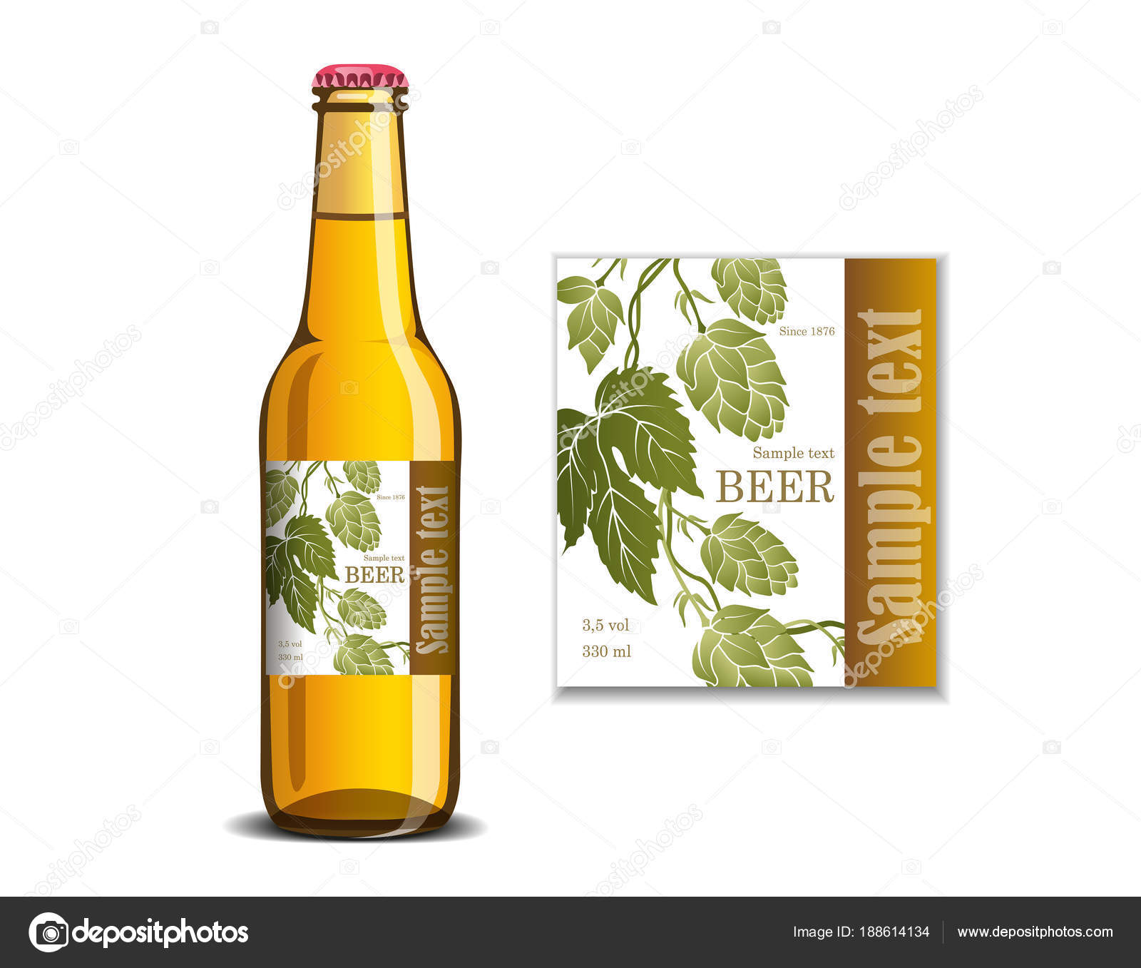 Download Beer Label On The Glass Bottle Mockup Vector Image By C Carmian Vector Stock 188614134