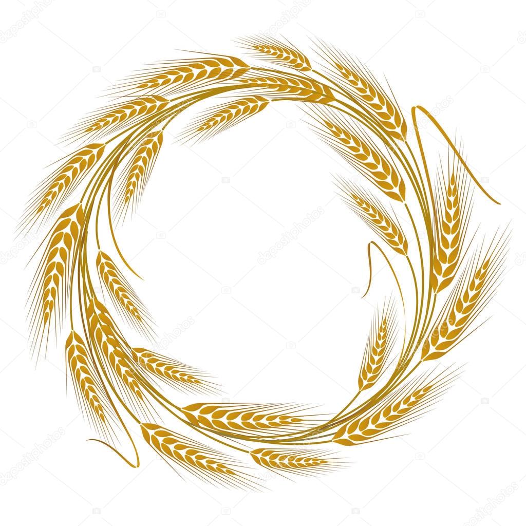 Circular frame wreath of wheat ears