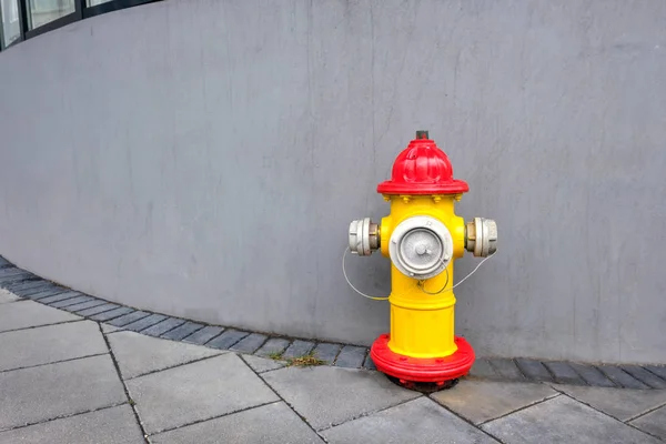 Hidrante Brillante Paisaje Urbano Una Pared Gris —  Fotos de Stock