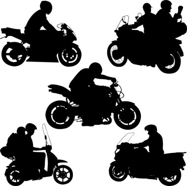 motosikletçiler silhouettes - vektör