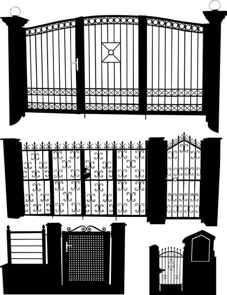 Puertas de hierro silueta vector — Vector de stock