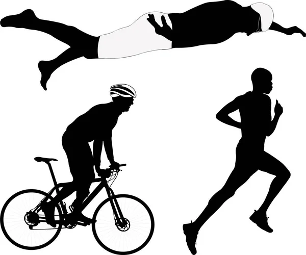 Triathlon silhouette - vector — Stock Vector