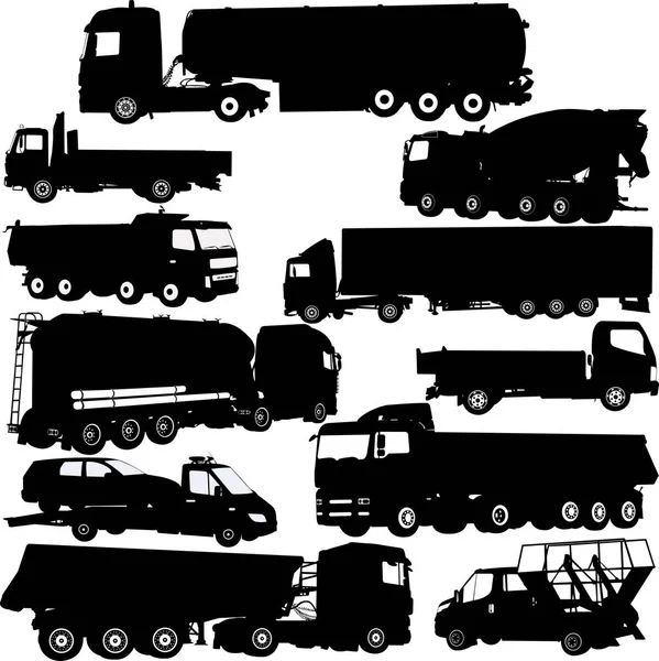 Ciężarówka kolekcji sylwetki - wektor — Wektor stockowy