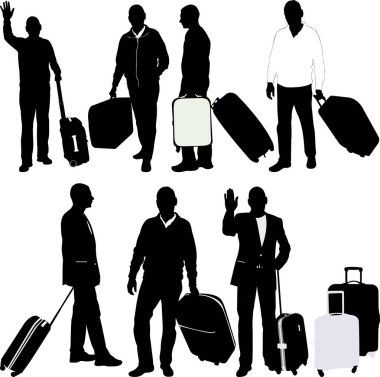 seyahat çanta - erkeklerle vektör