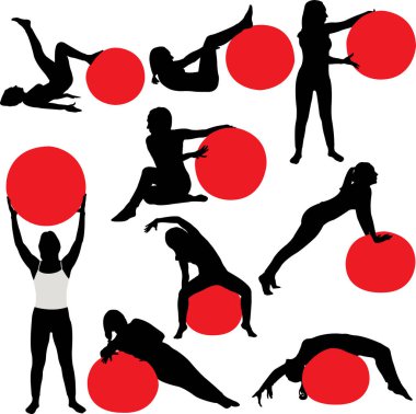 toplamak pilates kadın siluetleri - vektör