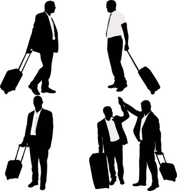 iş adamları ile seyahat çanta - vektör