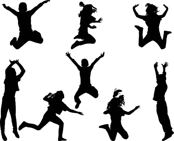 Onnelliset lapset hyppäävät - vektori kuvituskuva