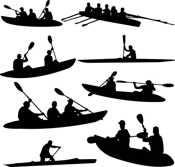 Rowing collection silhouettes - vector — Stock Vector