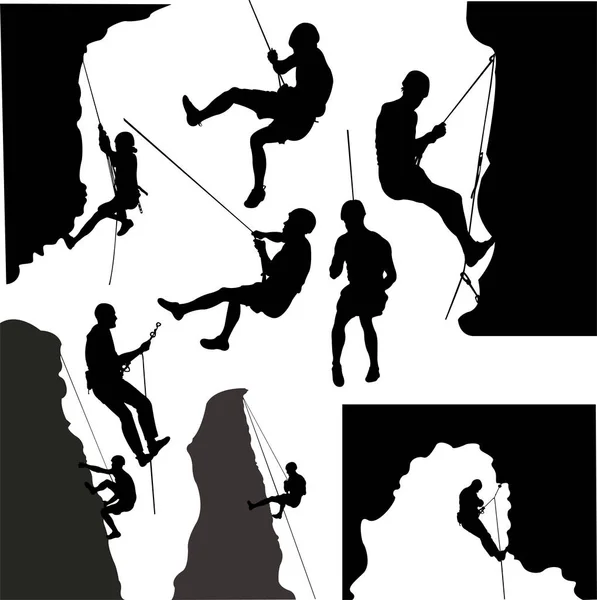 Rock climbers collection silhouette - vector — Stock Vector